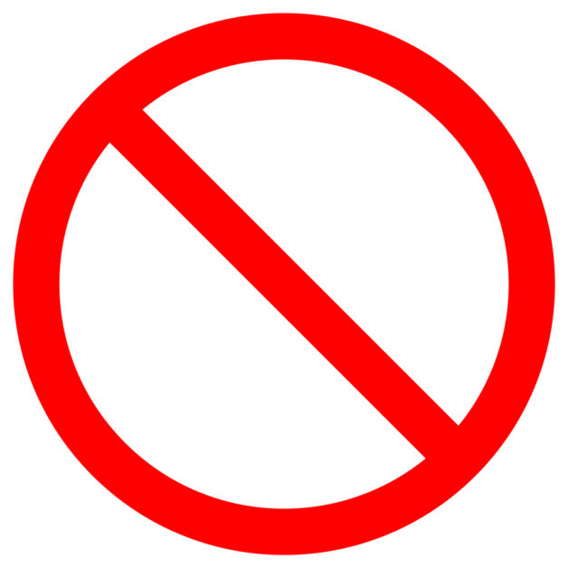 NO SIGN. Empty red crossed out circle. Vector icon