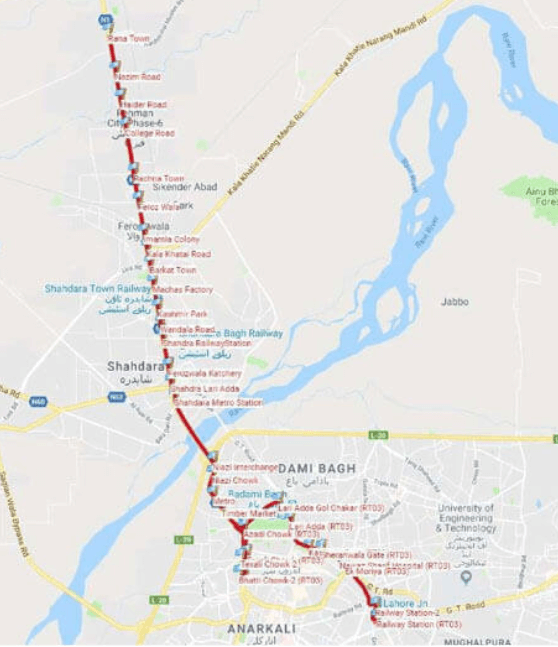 Speedo Bus Route Lahore: Railway stateion to shahdara metro bus station