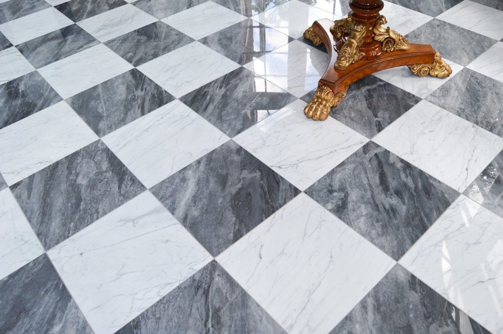 Checker designs are one of the most unique marble flooring designs in Pakistan.