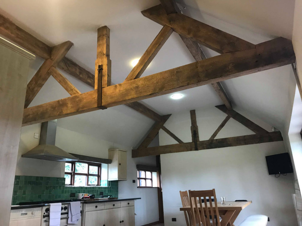 wooden beams in a house