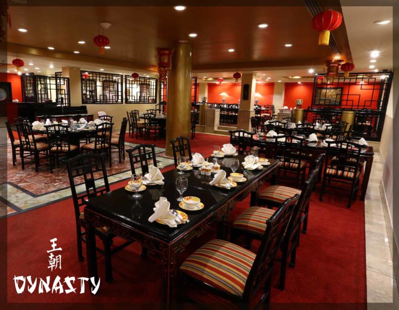 Dim lit ambience of Dynasty by Avari Towers, serving the best chinese food in Karachi