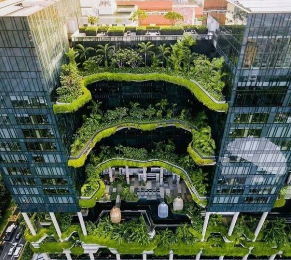 this is an image of a green building 