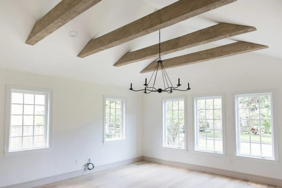 Wooden beams in house