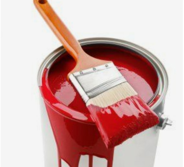this is an image of a paint bucket and a brush