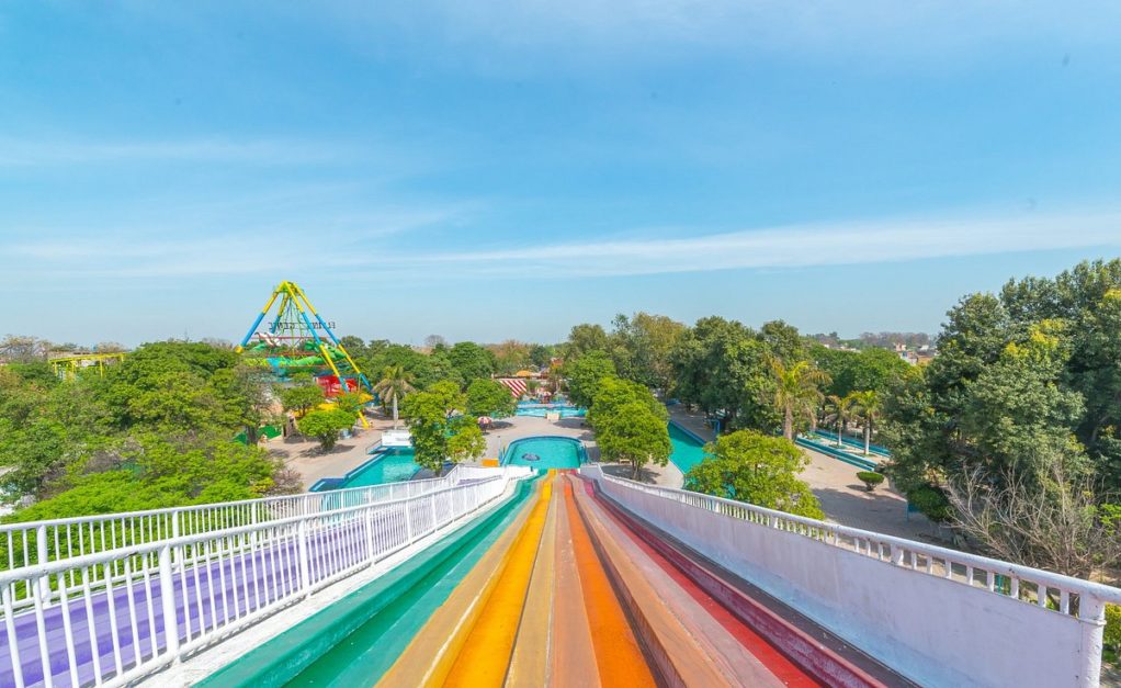 Water slides are colorful in Sozo Water park Lahore
