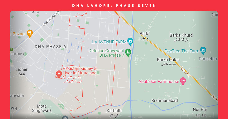 A Map of DHA Phase 6 of Lahore