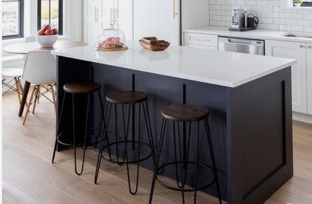 a black and white kitchen island designs with seating