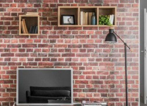 brick effect pvc wall panel pasted on living room wall