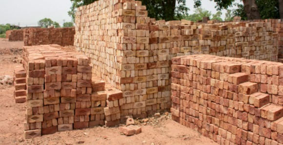 stack of artificial construction material bricks