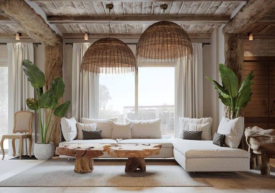 Neutral colors paired with white for rustic home decor