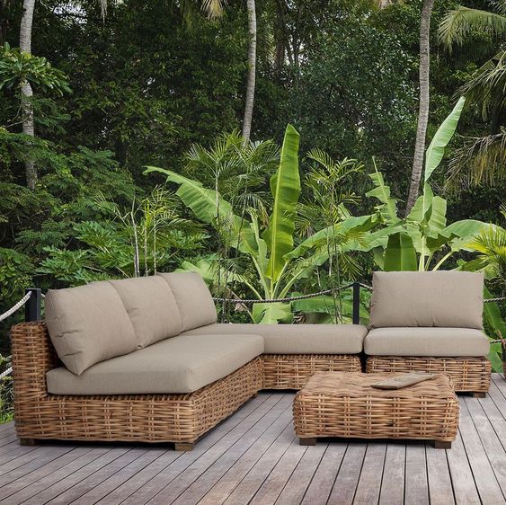 Outdocane furniture set up in lawn and home garden 