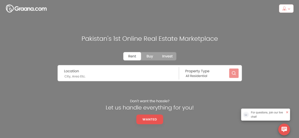 Picture showing interface of a real estate website to generate buyer sales