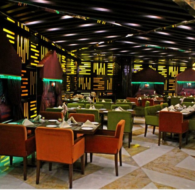 Interior of Al-Bustan restaurant Karachi