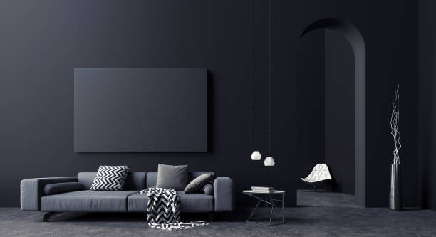سیاہ، سرمئی اور سفید رنگ پر مشتمل جدید انٹیریئر ڈیزائن