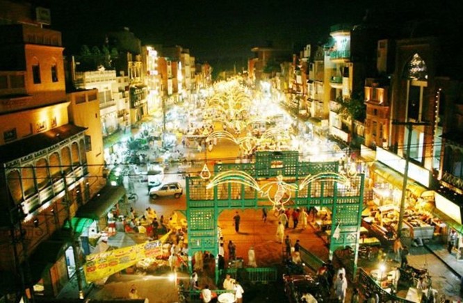Gawalmandi Food Street in Lahore View at Night
