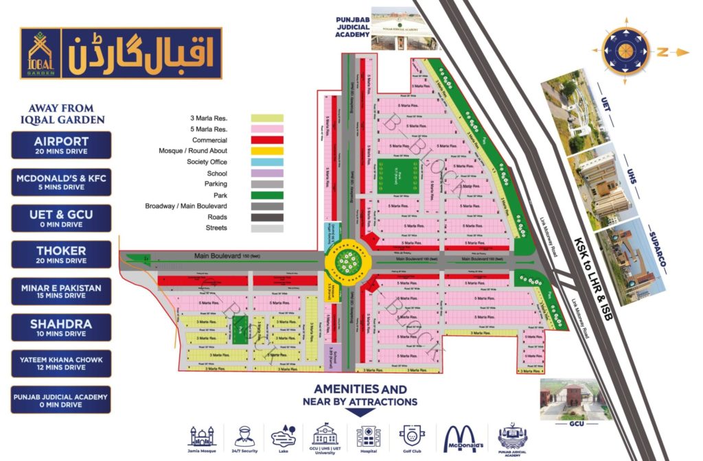 GIS map of Iqbal garden showing different blocks in the society