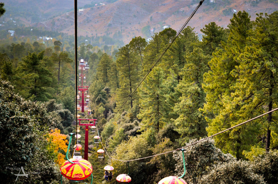 scenic view of pindi point chair lift in murree