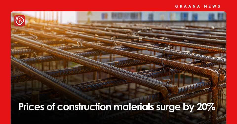 Prices of construction materials surge by 20%