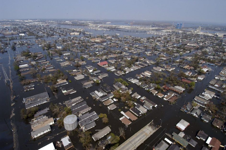 houses are submerged due to urban flooding in new orleans