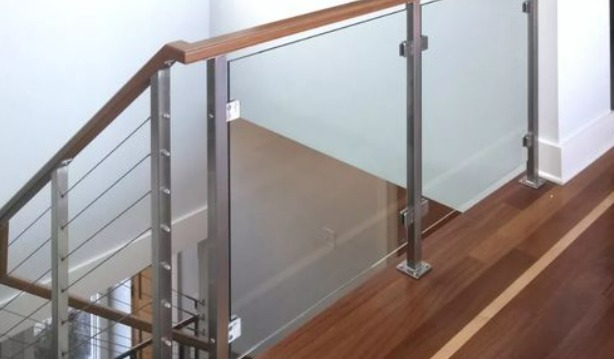glacier panel glass steel railing design of indoor stairs