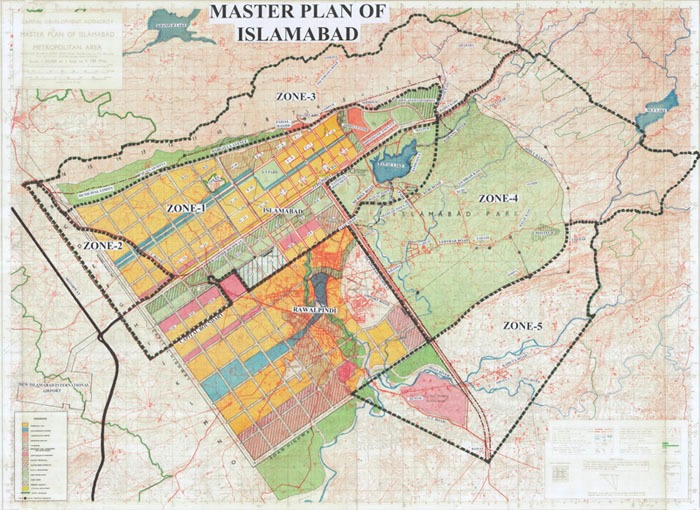 GIS map of Islamabad showing different zones of the capital