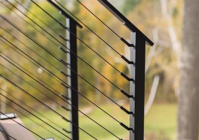 black painted steel railing design of outdoor stairs