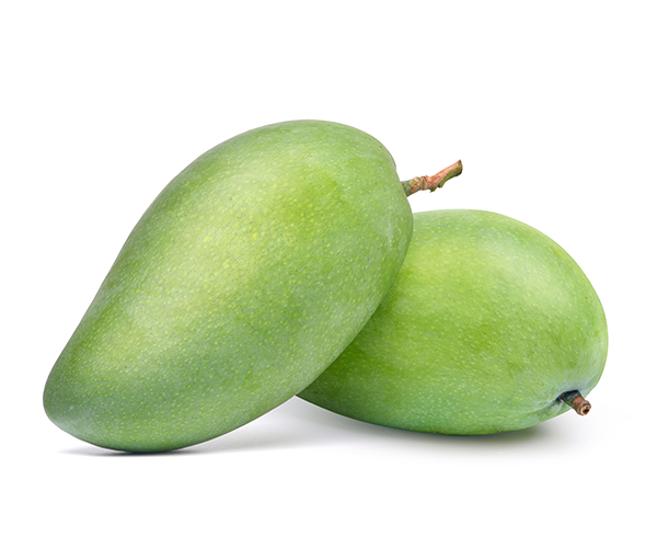 Two green langra mangoes