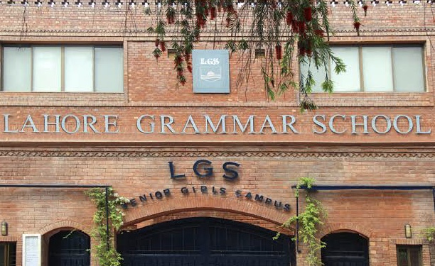 Name of Lahore Grammar School encrafted on a building