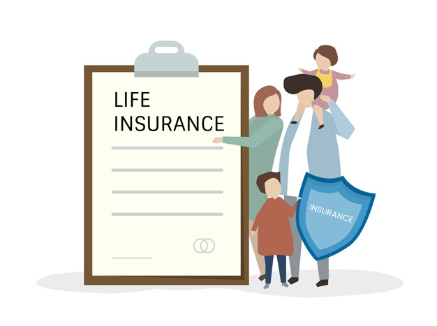 Illustration of people with life insurance