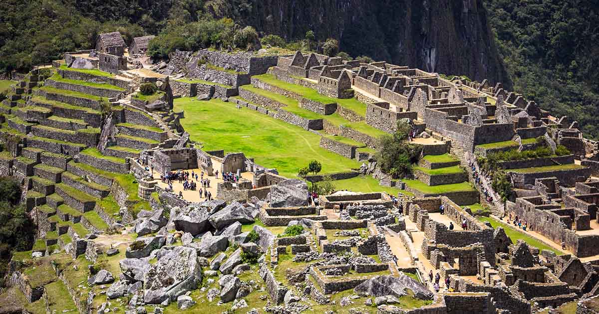 a drone image of Machu Picchu - Peru